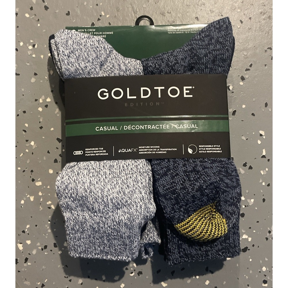 Gold Toe Edition Men's 6-Pair Casual Crew Socks ‎ Assorted Blue